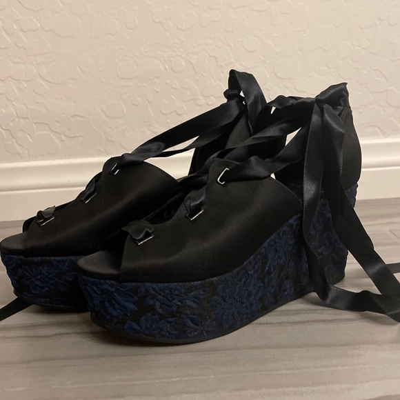 Renvy Satin Lace Up Platforms - Picture 2 of 10